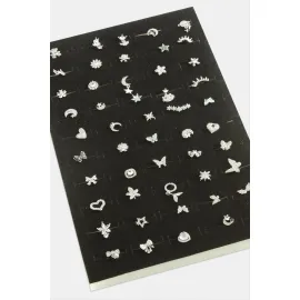 Tragus Zirkon Taşlı  Piercing 1 Adet-Gümüş Rengi