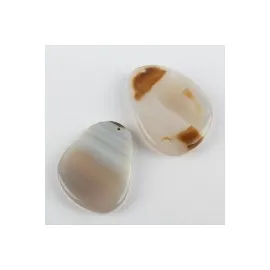 Özel Kesim Doğaltaş Plaka Akik Kolye Ucu-Beyaz