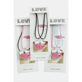 Kalp Uçlu Çift Kolye-Renkli