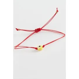 Nazar Cam İp Bileklik-Kırmızı