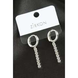 Çubuk Zirkon Taşlı Küpe-Sarı