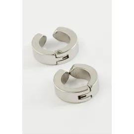 Mıknatıslı Çelik Erkek Küpe Kıstırmalı 2 Adet-Gümüş Rengi