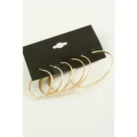 Noktalı Metal Halka Küpe 6 Adet-Sarı