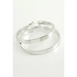 Crt Halka Küpe 4,5 Cm-Gümüş Rengi