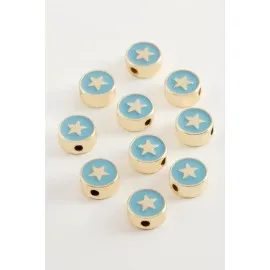 Yıldız Mineli Bileklik Ve Kolye Ucu Aparatı 1 Adet-Açık Mavi