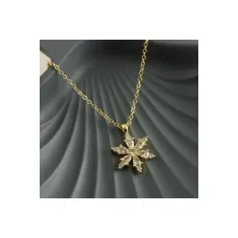 Lotus Zirkon Taşlı Yeni Sezon Kolye-Gümüş Rengi