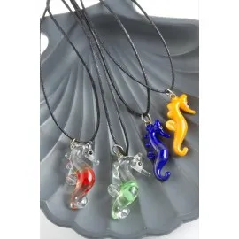 Deniz Atı Cam Kolye-Renkli