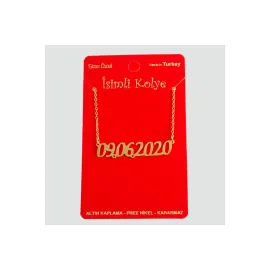 Kişiye Özel Tarih Yazılı Kolye-Sarı-1