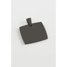 Dikdörtgen İsim Yazılabilir Çelik Kolye Ucu 2 Cm-Siyah