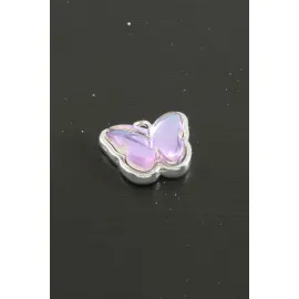 Kelebek Taşlı Tek Kulplu Aparat 1 Adet-Gümüş Rengi