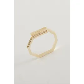 Köşeli Taşlı Yüzük-Sarı