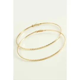 Çizgili Metal Halka Küpe 8-9-10 Cm-9 Cm