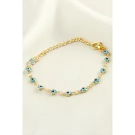 Nazar Boncuk Mineli Bileklik-Açık Mavi