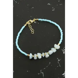 Kırık Doğaltaşlı Turkuaz Kristal Bileklik-Turkuaz