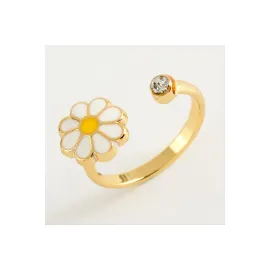 Papatya Mineli Taşlı Eklem Yüzük 1 Adet-Gümüş Rengi