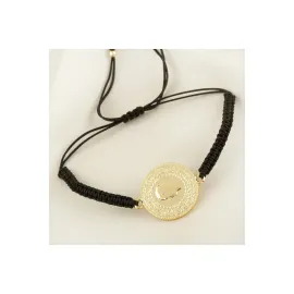 Yarım Altın Örgülü Bileklik-Siyah