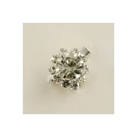 Oval Taşlı Broş-Beyaz