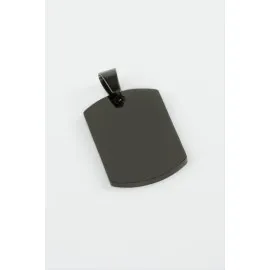 Künye İsim Yazılabilir Çelik Kolye Ucu 1,5X2,5 Cm-Siyah