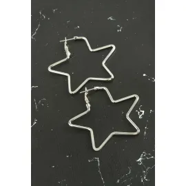 Yıldız Trend Küpe 5 cm-Gümüş Rengi