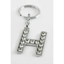 Gümüş Renkli Taşlı Harf Anahtarlık-H