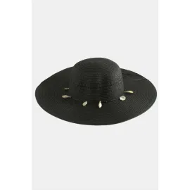 Deniz Kabuğu Hasır Şapka-Siyah