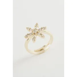 Lotus Zirkon Taşlı Yüzük-Gümüş Rengi