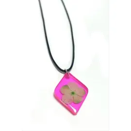 Kartopu Çiçeği Baklava Dilimli Epoksi Kolye-Pembe