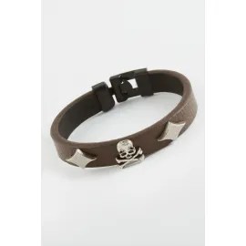 Kuru Kafa Kaliteli Suni Deri Bileklik-Kahverengi