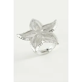 Çiçek Metal Yüzük-Gümüş Rengi