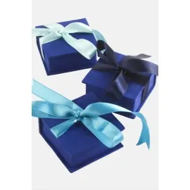 Süet Lüx Set Kolye Kutusu-Lacivert