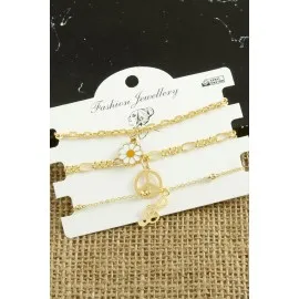 3 Adet Papatya Trend Zincir Bileklik-Sarı