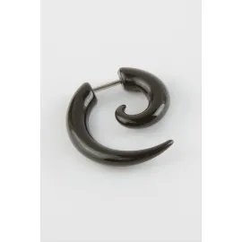 Yarım Ay Erkek Çelik Küpe-Siyah