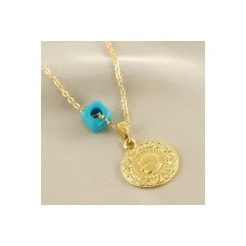 Çeyrek İmitasyon Kolye-Sarı