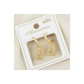 Harfli Yeni Sezon Metal Taşlı Küpe-B