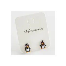 Penguen Cam Küpe-Siyah