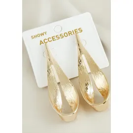 Oval Yeni Sezon Metal Küpe-Sarı