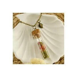 Mantar Tıpalı Canlı Kolye-Kahverengi