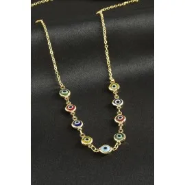 Nazarlı Mineli Kolye-Renkli