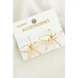 Çiçek Oval Metal Küpe-Gümüş Rengi