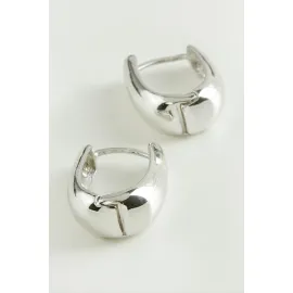 Oval Trend Metal Küpe-Gümüş Rengi