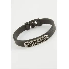 Mustafa Kemal Atatük İmzalı Kaliteli Suni Deri Bileklik-Siyah