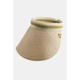 Fiyong Kasketli Hasır Plaj Şapkası-Pudra Rengi