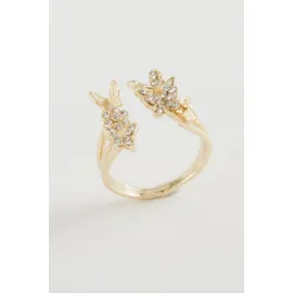 Kelebek Zirkon Taşlı Yüzük-Sarı