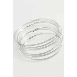 Noktalı Metal Halka Küpe 6 Adet-Gümüş Rengi