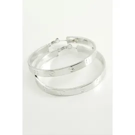 Crt Halka Küpe 4,5 cm-Gümüş Rengi