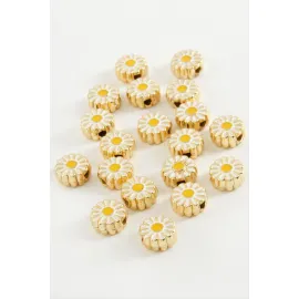 Papatya Mineli Bileklik ve Kolye Ucu Aparatı 1 Adet-Sarı