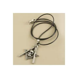 Kuru Kafa Metal Vinlex Deri Kolye-Gümüş Rengi