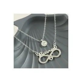 Birtanem Yazılı Sonsuzluk  Yeni Sezon İkili Kolye-Gümüş Rengi