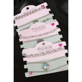 Karışık Trend Zincir Bileklik-Gümüş Rengi