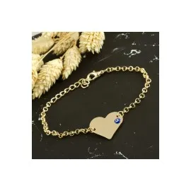 Kalp İsim Yazılabilir Boş Plaka Bileklik-Sarı